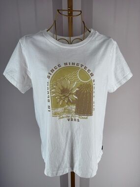 Vans 100% Cotton Take The Hi-Road In Bloom Tee Shirt Top - Medium - White Gold